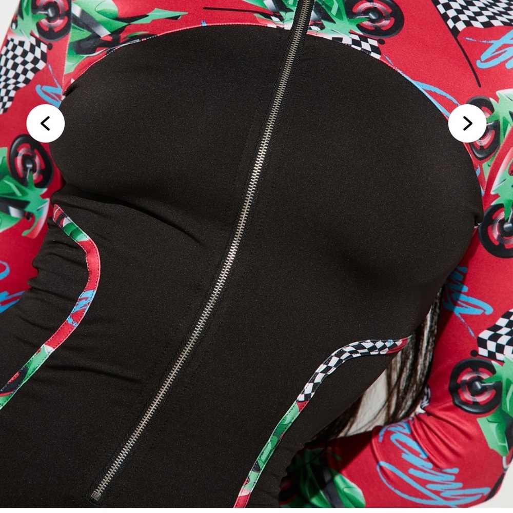 Go Fast Printed Jumpsuit - Red/combo